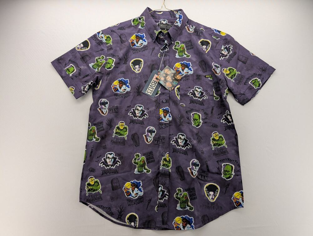 NWT RSVLTS Universal Monsters "Monstickers" Button Down Shirt in Large